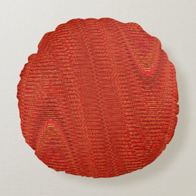 Threads tissés Abstraits, Coussin rond Tangerine (Devant)