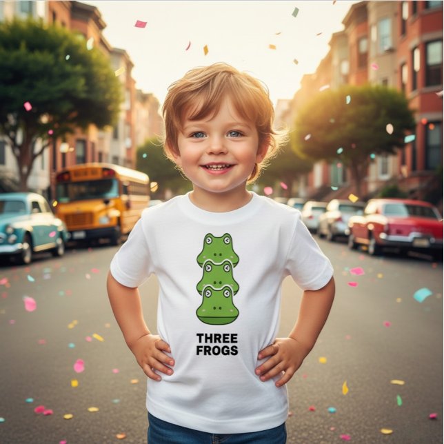 Three Frogs Stack Funny Toddler T-Shirt (Créateur téléchargé)