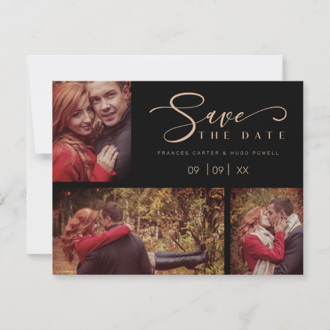 Three Photos Collage Minimalist Modern Wedding  (Devant)