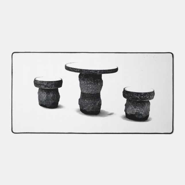 Three Stone Round Benches Snow Photo (Recto)