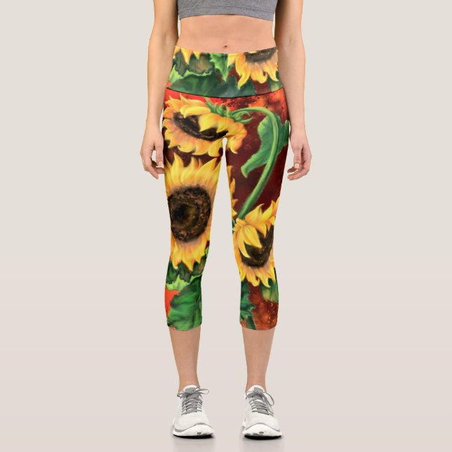 Three Sunflower Capri Leggings (Recto)