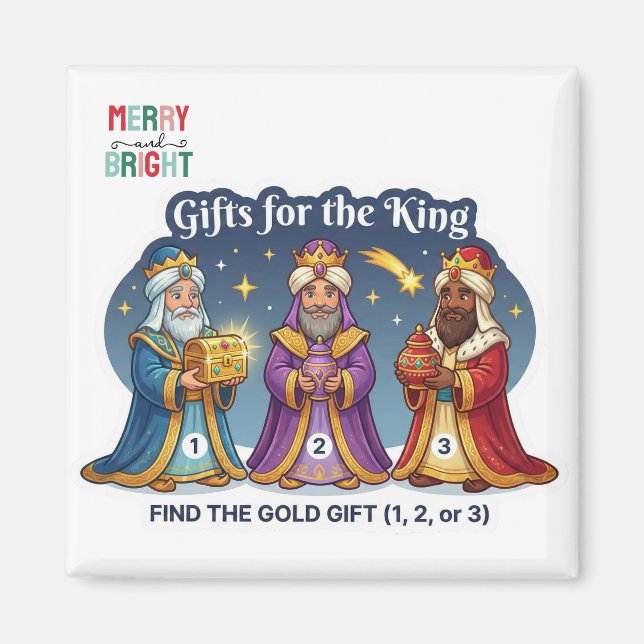 Three Wise Men Christmas Gifts Logic Game Magnet (Devant)