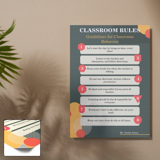 Thrive & Learn : Classroom Rules Poster (modifiabl (Establish a positive and structured classroom environment with this printable list of rules!)