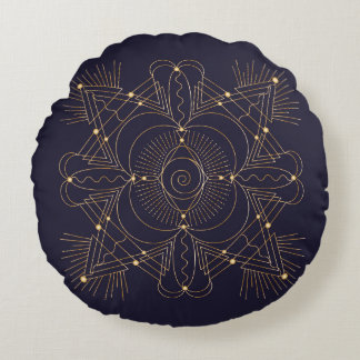 Throat Chakra Shadow Mandala Coussin rond