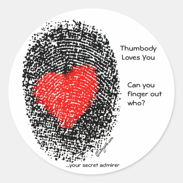 Thumbody Vous Aime Coeur Sticker D'Empreinte (Devant)
