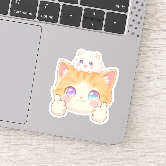 Thumbs Up Kitten & Hamster Sticker (Détail)