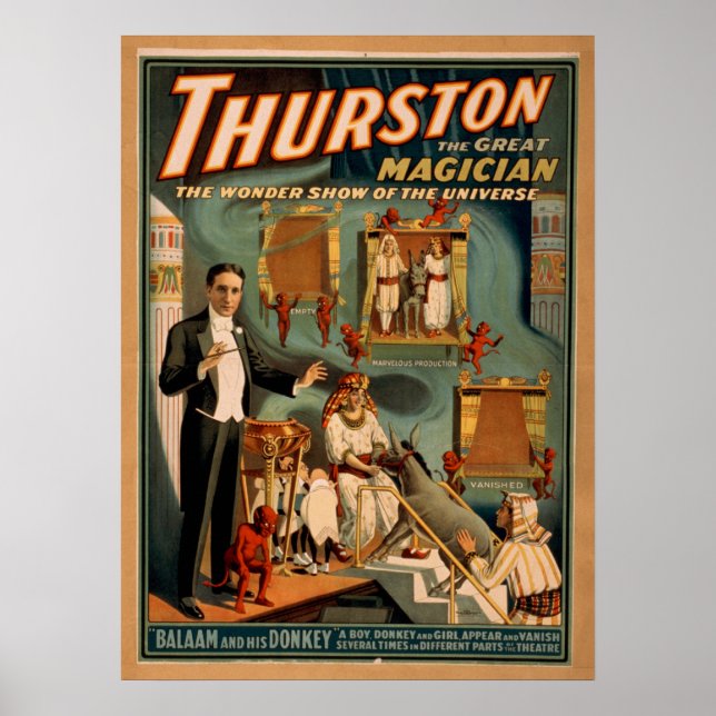 THURSTON Magicien Illusionniste VAUDEVILLE Poster (Devant)