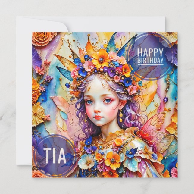 TIA ~ Carte d'anniversaire ~ Fleur Fairy ~ (Devant)