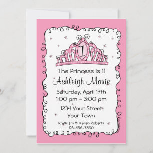 Tiara Princess 1er anniversaire Invitation personn