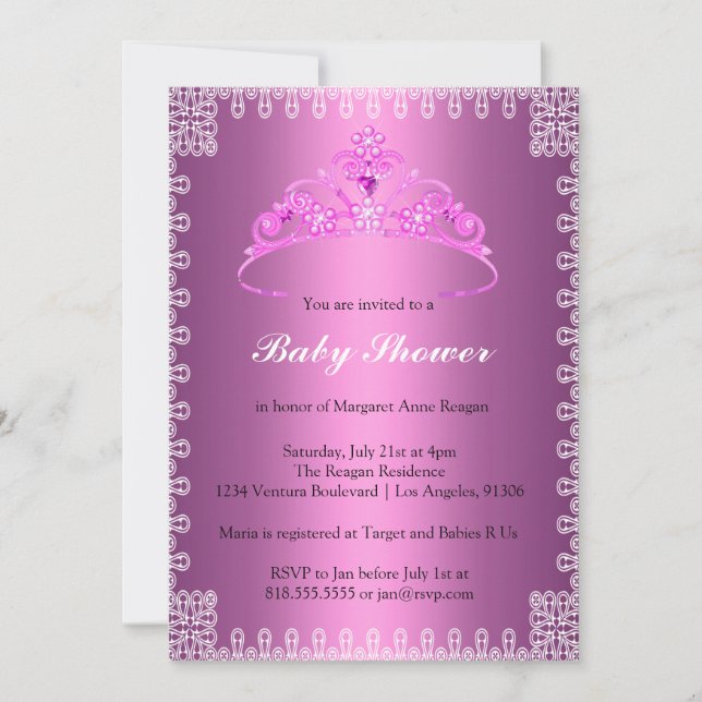 Tiara Princess Baby Shower Invitation (Devant)