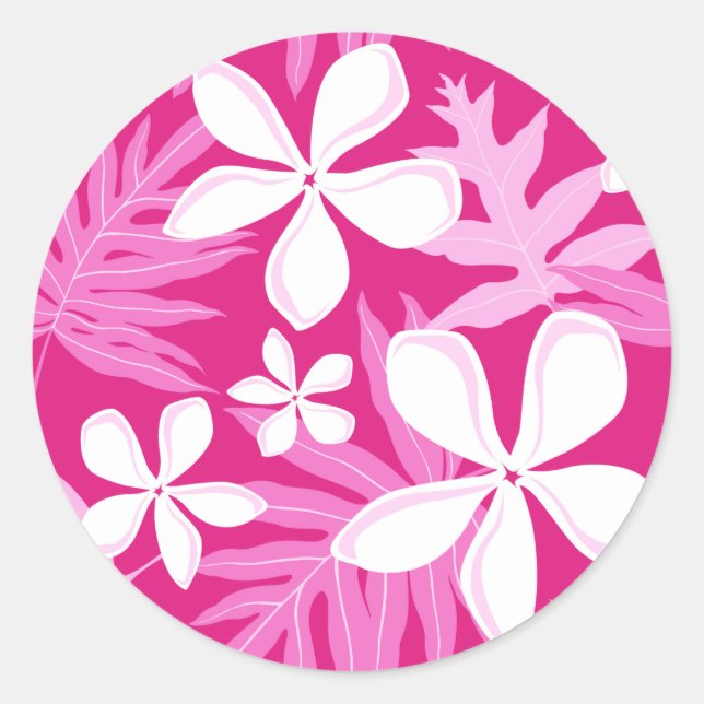 TIARE (ROSE) STICKER ROND CLASSIQUE (Devant)