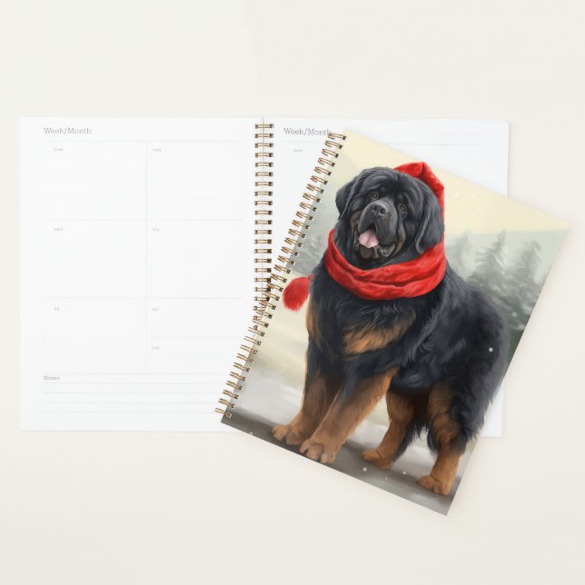 Tibetan Mastiff dans la neige de Noël  (Devant avec enveloppe)