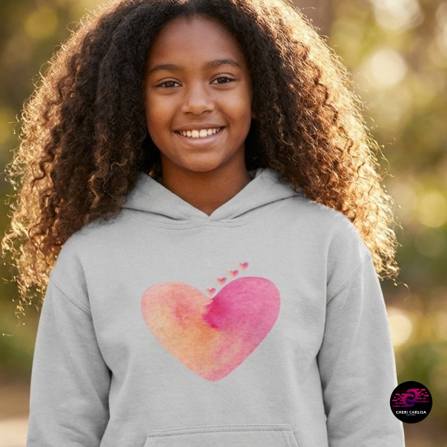 Tic Tac Toe chrétien Joie Dieu Coeurs (Big heart energy! A colorful watercolor heart brings bright, happy vibes to this cozy hoodie.)