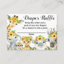 Ticket Baby shower Sunflower Safari Déchets