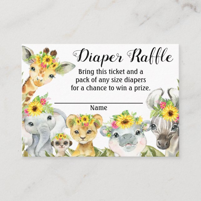 Ticket Baby shower Sunflower Safari Déchets (Devant)