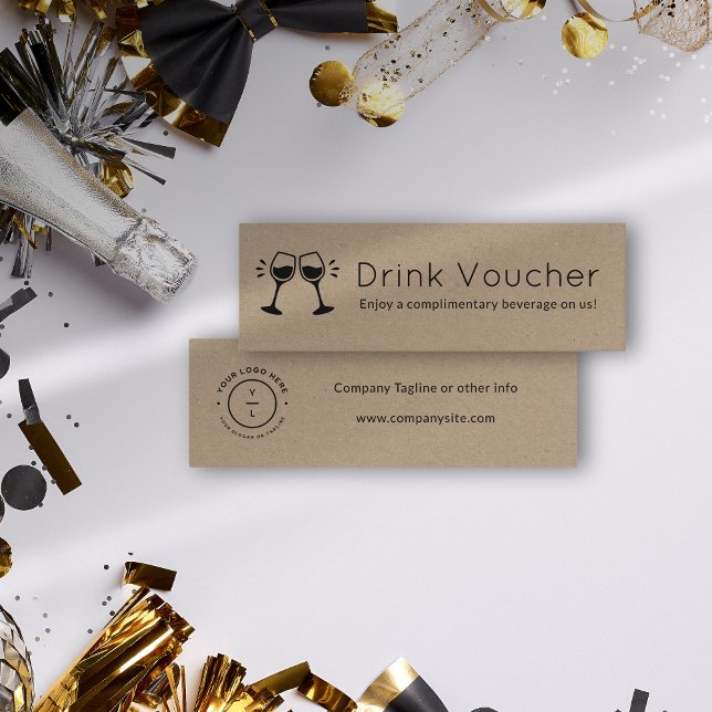 Ticket de boisson Brown Kraft moderne (Créateur téléchargé)