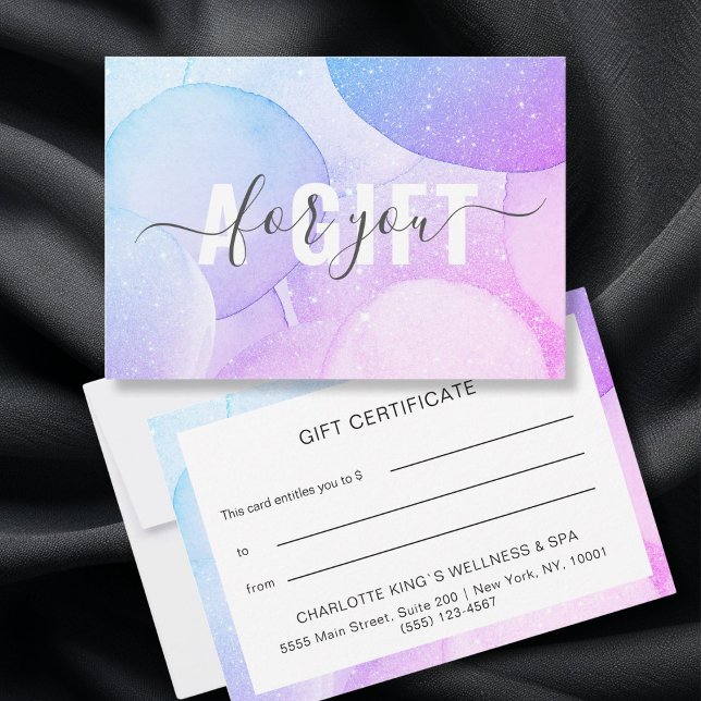 Ticket de cadeau moderne Glitzer (Modern Salon Glitter Gift Certificates personalized)