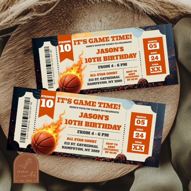 Ticket de jeu de dunk de basket-ball de feu d'anni (Créateur téléchargé)