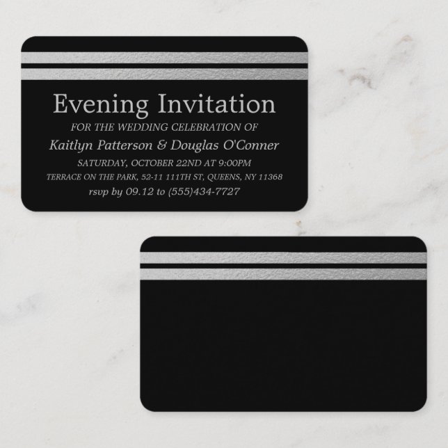 Ticket d'événement soirée en argent chic (Devant / Derrière)