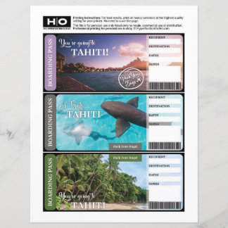 Ticket Faux Tahiti pour Voyage et Événements
