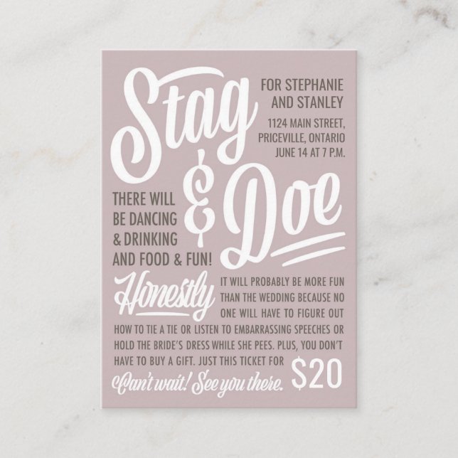 Ticket Honnêtement Stag & Doe (Devant)