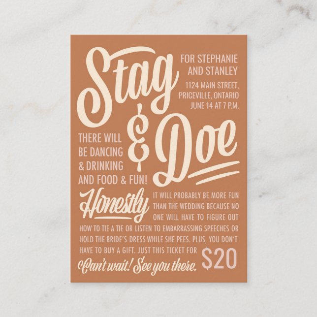 Ticket Honnêtement Stag & Doe (Devant)