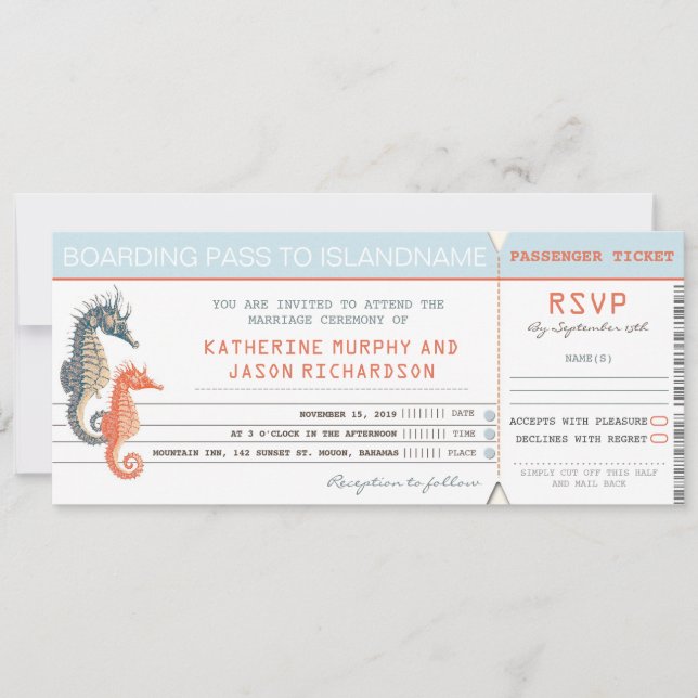 tickets d'embarquement faire-part de mariage (Devant)
