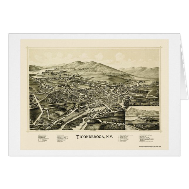 Ticonderoga, carte panoramique de NY - 1891 (Devant horizontal)