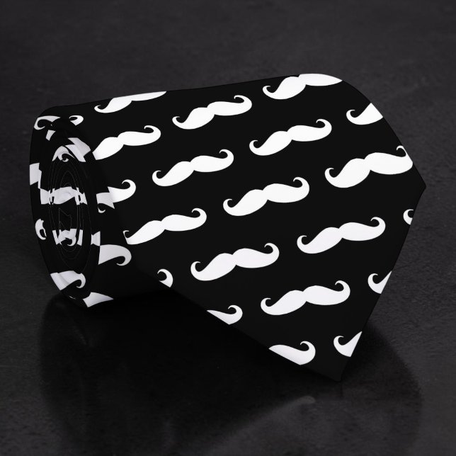 Tie à cravate noire et blanche en forme de moustac (Créateur téléchargé)