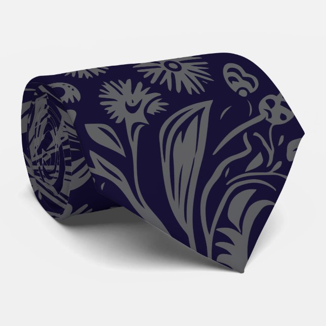 Tie Botanique Navy | Cravate Paisley (Roulé)