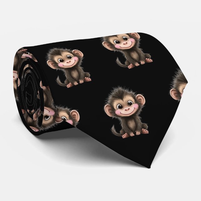 Tie Cravate Singe Mignon Kawaii (Roulé)