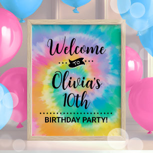 Tie Dye Affiche de bienvenue fête d'anniversaire R