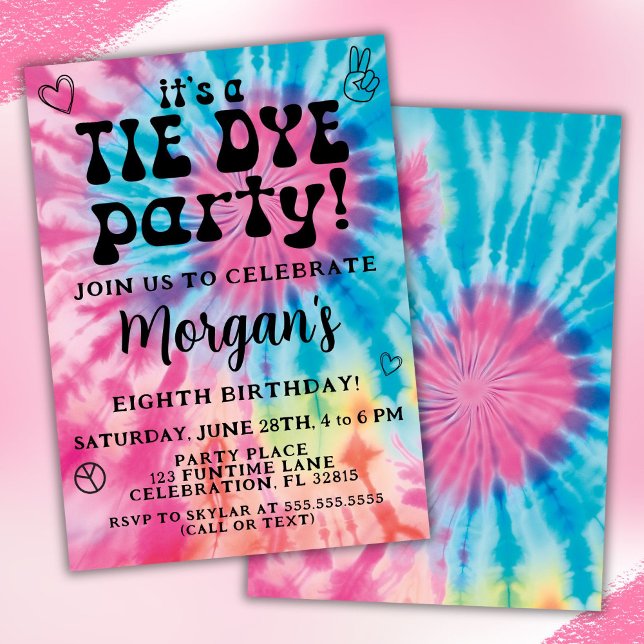 Tie Dye Anniversaire Fête Invitation (Créateur téléchargé)