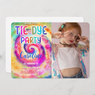 Tie Dye Anniversaire Photo Invitation