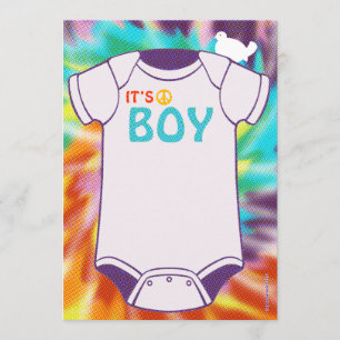 Tie Dye Baby Showboys Invitations Garçons