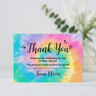 Tie Dye Carte de remerciements fête d'anniversaire