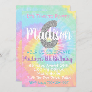 Tie Dye Invitation Anniversaire 6e Anniversaire