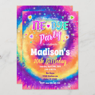 Tie Dye Invitation Anniversaire, Hippie Anniversai