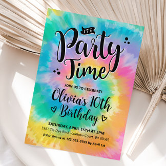 Tie Dye Invitation Anniversaire, Rainbow Tie Dye