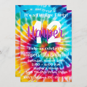 Tie Dye Invitation Anniversaire Tie Dye Invitation