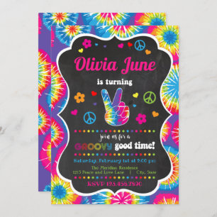 Tie Dye Peace Invitation pour le 2e anniversaire