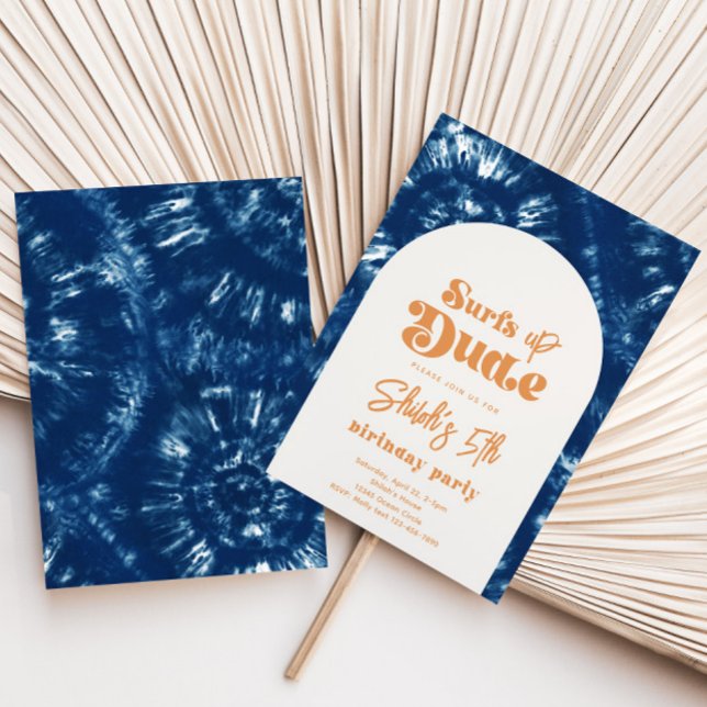 Tie Dye Surf Anniversaire Invitation | SURF (Créateur téléchargé)
