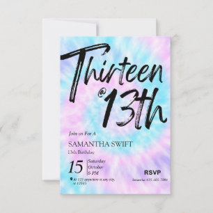 Tie Dye Sweet 13e anniversaire invitations