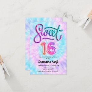 Tie Dye Sweet sixteen invitations