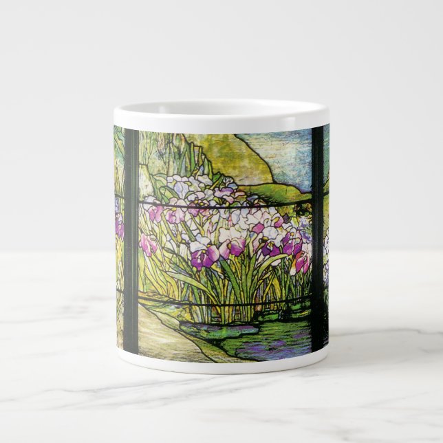 Tiffany Art Nouveau Iris Fleurs Jumbo Mug (Devant)