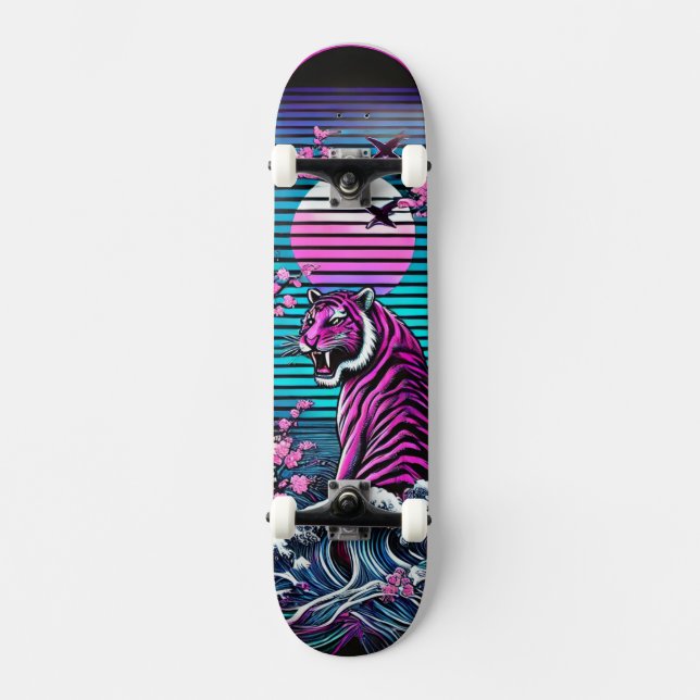 Tiger and Wave Skateboard Deck – Bold Vintage (Recto)