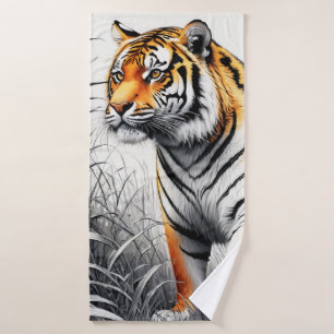 Tiger Art Color Partiel noir blanc dessin