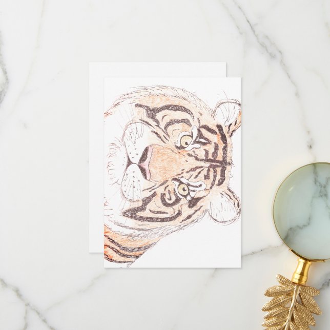 Tiger - Carte de remerciements plat (Devant/Arrière en situation)