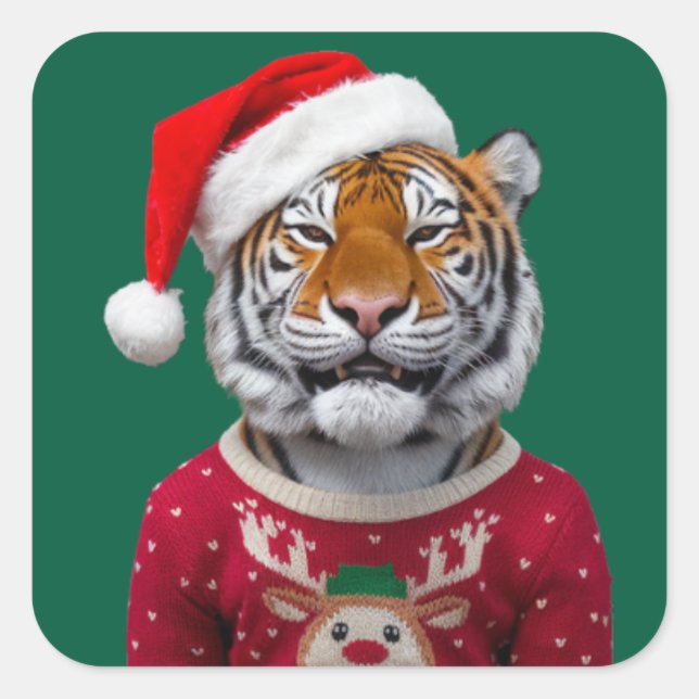 Tiger Christmas Sticker (Devant)