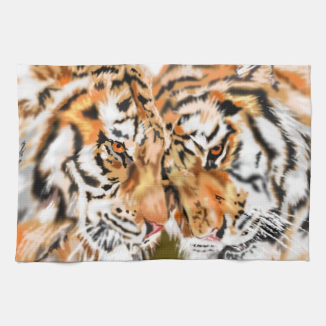 Tiger Cuisine Serviette Couple Tiges (Horizontal)
